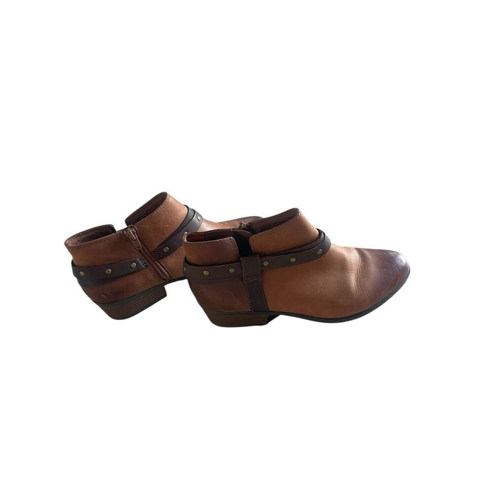 Clark’s Collection Addiy Zoei Brown Leather Ankle Boots Women’s Sz 8 8M Booties - Picture 6 of 8